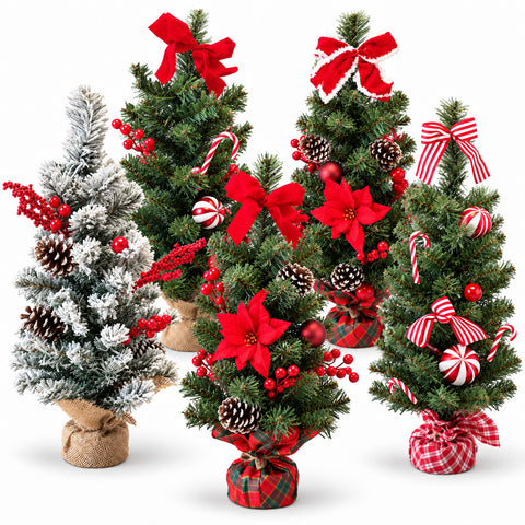Árvore de Natal pequena decorada de mesa, 60 cm, padrões sortidos