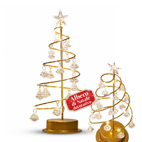 Árvore de Natal luminosa de mesa com fio de cobre e cristais