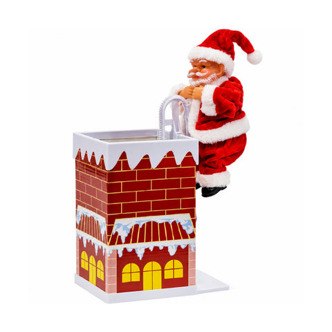 saint joy babbo natale che si muove con camino musicale a batteria h30 cm ean 8056819081640