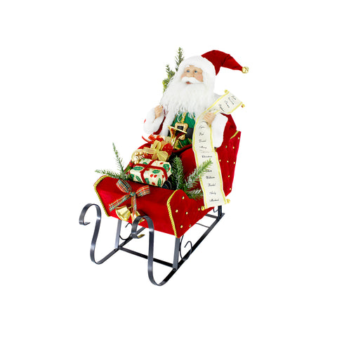 Pai Natal num trenó com presentes vermelhos