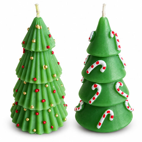 Vela em forma de árvore de Natal, 14 cm, inodora, em parafina, decoração sortida