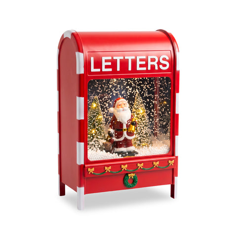 saint joy cassetta postale natalizia luminosa con effetto neve musica e luci led decorazione babbo natale in plastica 24x15x37 cm a batterie o usb ean 8050043127891