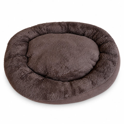 Cama macia para cães e gatos 60x60 cm em 3 cores, cama almofadada com rebordo elevado, peluche de poliéster