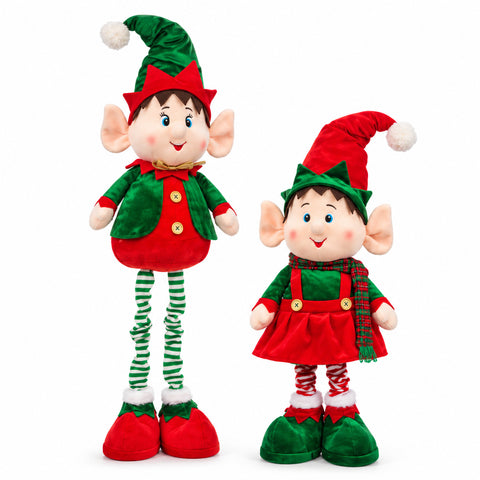 Duende de Natal extensível, ornamento decorativo, cores sortidas, altura máxima de 120 cm, pernas telescópicas, pés pesados, poliéster