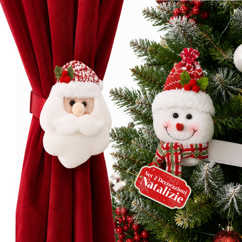Conjunto de guardanapos de Natal 2 Pai Natal e boneco de neve 16x30 cm