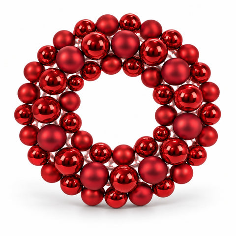 Grinalda de Natal com bolas vermelhas Ø35 cm, decoração para porta e parede, efeito brilhante e mate para os enfeites de Natal
