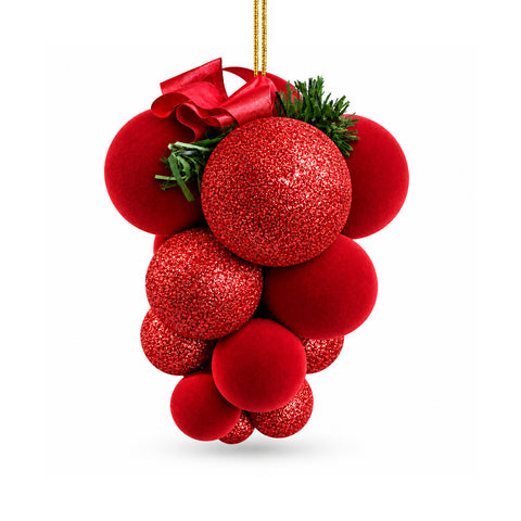 Conjunto de bolas de Natal para pendurar, com 17 bolas de 4 a 7 cm, laço e gancho de arame: em vermelho, dourado ou prateado