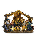 saint joy holyglow presepe nativita in poliresina con luci led e interruttore onoff capanna rustica e base stabile 23x115x17 cm ean 8050043127761