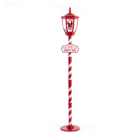 Candeeiro de Natal vermelho com 180 cm, neve, luz LED e música, 2 variantes: Pai Natal ou Ursinho, efeito de bola de vidro, decoração de Natal de chão