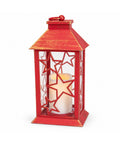 saint joy lanterna natalizia rossa led 30 cm cero con effetto fiamma da appendere o appoggiare 14x14x30 cm 2 decori disponibili stelle o fiocchi di neve ean 8056819080643