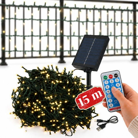 Luzes de Natal solares para exterior com comando à distância, 4 comprimentos