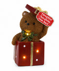 saint joy orsetto natalizio in poliresina con pacco regalo 2 varianti luci led puntuali alimentazione a batterie finiture curate base stabile ean 8050043127846