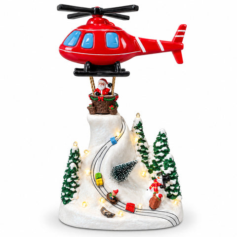 saint joy paesaggio natalizio con babbo natale in volo luci led e musica ean 8056819082067