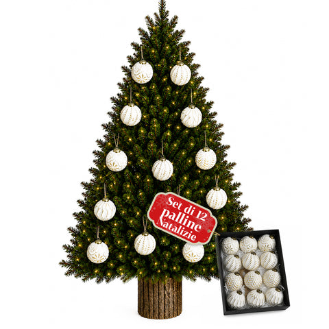 Conjunto de 12 bolas de Natal de 8 cm, estilo antigo, 2 cores