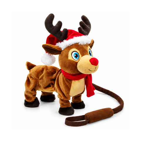 saint joy renna peluche che cammina con musica e guinzaglio h33 cm ean 8056819081701