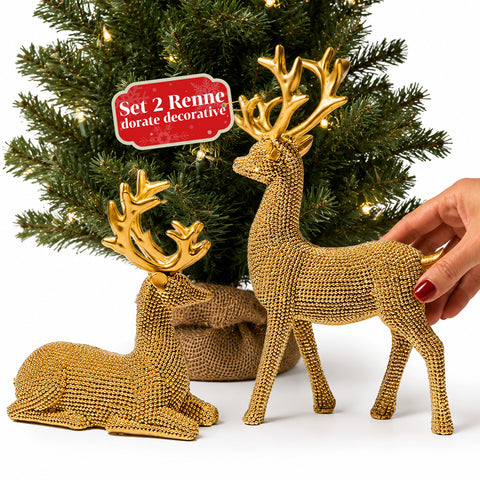 saint joy renne natalizie dorate set 2 pezzi in resina distesa ed eretta ean 8050043127983