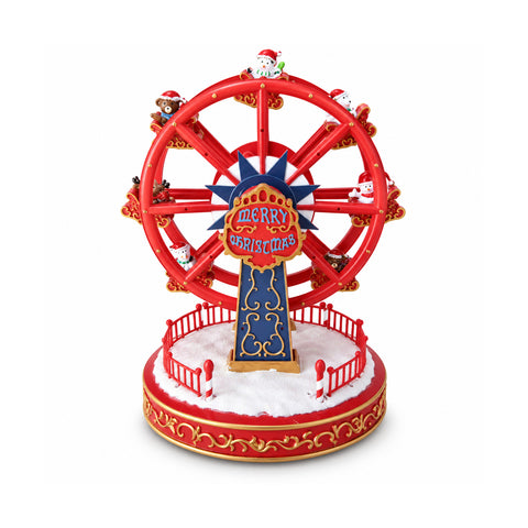 saint joy ruota panoramica natalizia con luci led musica e movimento rotante 2 colori decorazione natale animata altezza 26 cm base 22 cm plastica ean 8056819080872