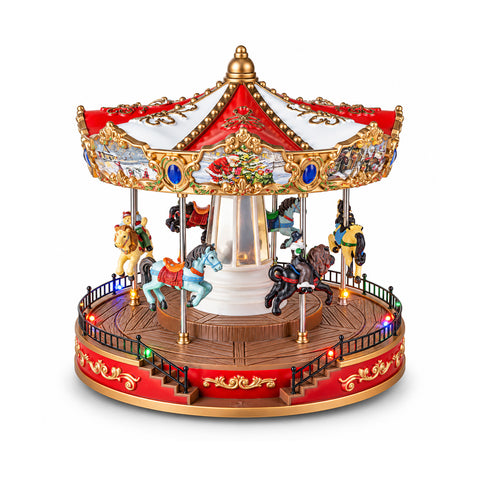 saint joy ruota panoramica natalizia con luci led musica e movimento rotante 2 colori decorazione natale animata altezza 26 cm base 22 cm plastica ean 8056819080896