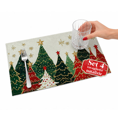 Conjunto de 4 individuais de mesa de Natal 30x45 cm, 2 padrões
