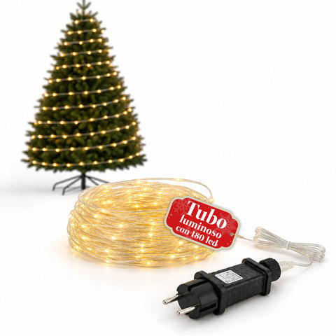 Tubo luminoso LED de 10 m com 180 LED brancos quentes e 8 jogos de luz