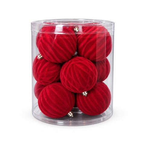 Conjunto de 12 bolas de Natal aveludadas de 8 cm, três texturas diferentes em cada embalagem, 3 cores disponíveis, bolas mate para a árvore e decorações