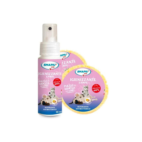 Spray higienizante para patas de animais com esponja 55ml