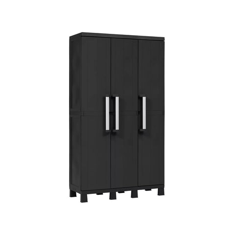 Armário para vassouras com 3 portas e 4 prateleiras ajustáveis 97x37x173cm