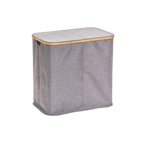 Cesto para roupa suja com 2 compartimentos em poliéster 53,4x33x50cm