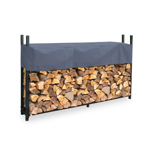 Suporte para lenha de exterior em aço com cobertura, 200x25x115 cm