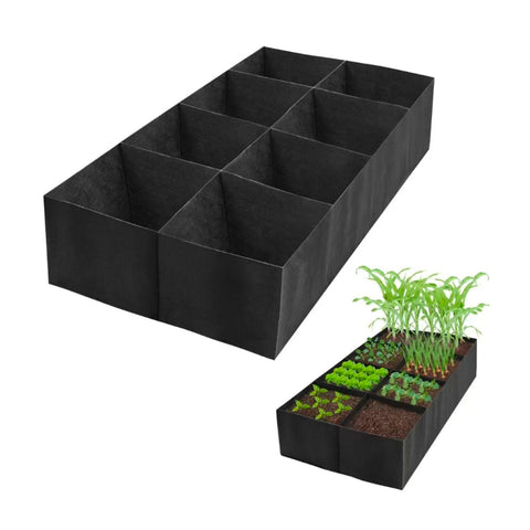 Horta elevada em tecido de 480L com 8 compartimentos – 182x91 cm