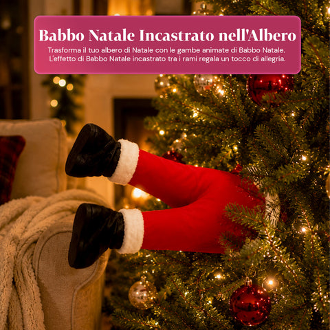 saint joy babbo natale incastrato nellalbero con gambe animate e musica ean 8050043128041