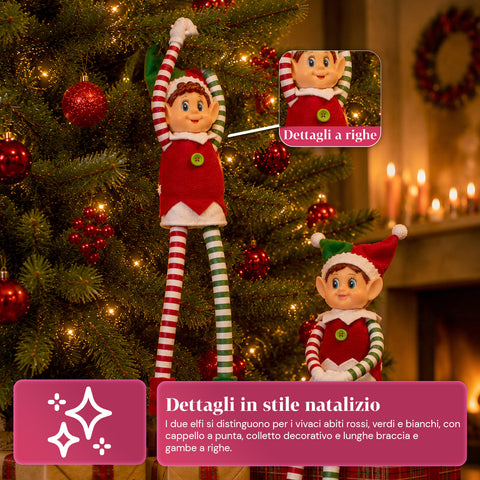 saint joy elfi di natale set 2 pezzi flessibili h40 cm 2 fantasie ean 8050043128430