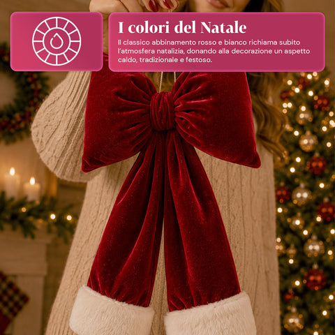 saint joy fiocco albero di natale in velluto rosso con doppia coda 2 misure ean 8050043128515