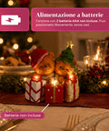 saint joy orsetto natalizio in poliresina con pacco regalo 2 varianti luci led puntuali alimentazione a batterie finiture curate base stabile ean 8050043127846