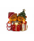 saint joy orsetto natalizio in poliresina con pacco regalo 2 varianti luci led puntuali alimentazione a batterie finiture curate base stabile ean 8050043127846