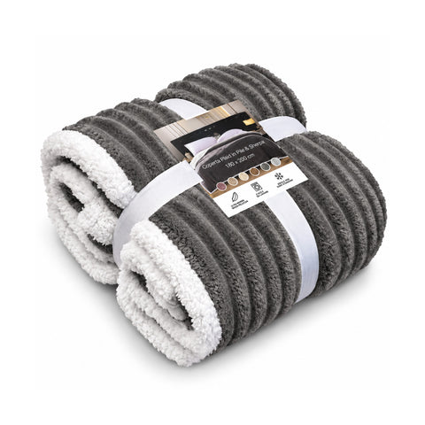 avilia home coperta plaid sherpa 180x200 cm in flanella a righe con retro bianco per letto divano o viaggio disponibile in sei colori ean 8056819082319