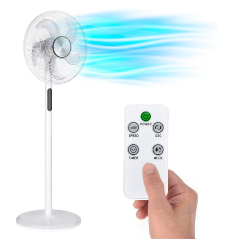 Ventoinha de pé com comando, 3 velocidades e temporizador, 45w, branca