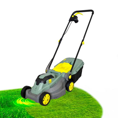 Corta-relva eléctrico com depósito de 30l e rodas de 14cm 230v - 50hz 1200w