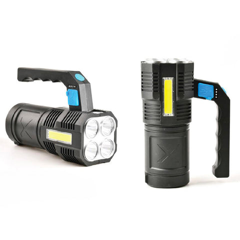 Lanterna de campismo com 4 LED 180lm, com luz lateral de 150lm, recarregável por USB
