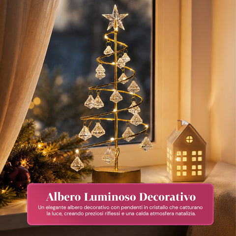 saint joy albero di natale luminoso da tavolo con filo di rame e cristalli ean 8050043128287