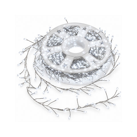 saint joy catena luminosa 1000 microled bobina 3 colori interno esterno 13m cavo silver 8 giochi di luce trasformatore incluso natalizia bulbo 2mm ean 8056819080964