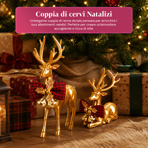 saint joy cervi dorati natalizi coppia in due dimensioni decorazione in abs ean 8050043128140