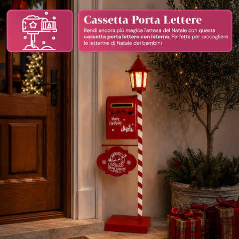saint joy deerpost cassetta portalettere natalizia con lanterna led e sportello posteriore decorazione in metallo con cartello appeso alta 925 cm ean 8050043127815