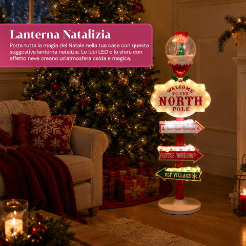 saint joy lanterna natalizia con luci led effetto neve e insegna polo nord ean 8050043127921