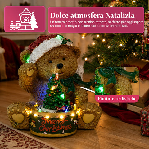 saint joy orsetto di natale luminoso con trenino rotante e carillon teddy xmas bear station decorazione natalizia led in poliresina 205 cm ean 8050043127662