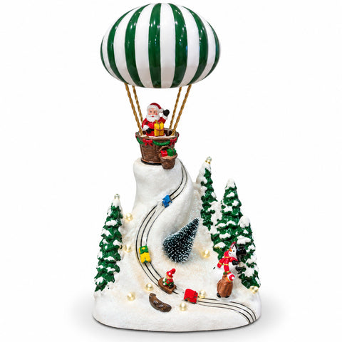 saint joy paesaggio natalizio con babbo natale in volo luci led e musica ean 8056819082067