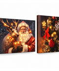saint joy quadri natalizi con luci led in set da 2 30x40 cm babbo natale renne gnomo e alberi che si illuminano a batteria con interruttore ean 8056819082395