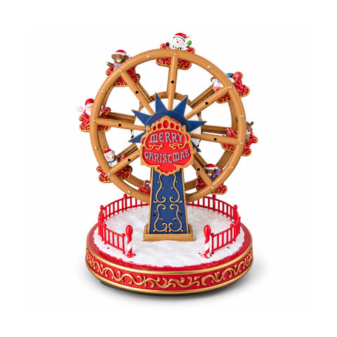 saint joy ruota panoramica natalizia con luci led musica e movimento rotante 2 colori decorazione natale animata altezza 26 cm base 22 cm plastica ean 8056819080872