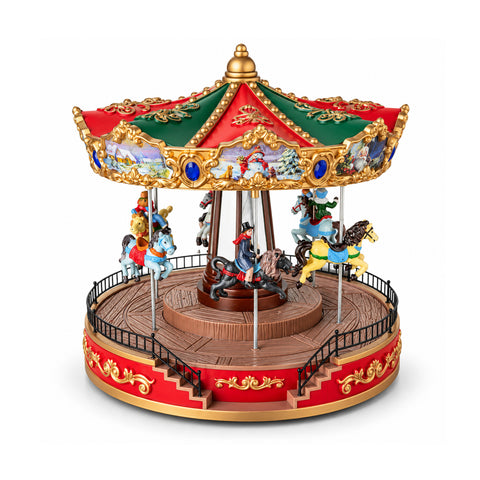 saint joy ruota panoramica natalizia con luci led musica e movimento rotante 2 colori decorazione natale animata altezza 26 cm base 22 cm plastica ean 8056819080896