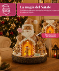 saint joy santa ginger decorazione natalizia babbo natale pan di zenzero santa ginger con luci led musica e porta apribile casetta luminosa in resina 206 cm ean 8050043127631